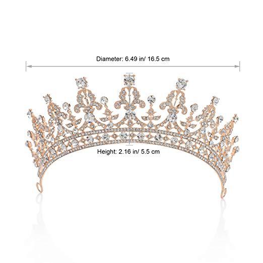 Corona Tiara Nupcial de Cristal Barroco Lujo con Acabado Oro Claro - Image 16