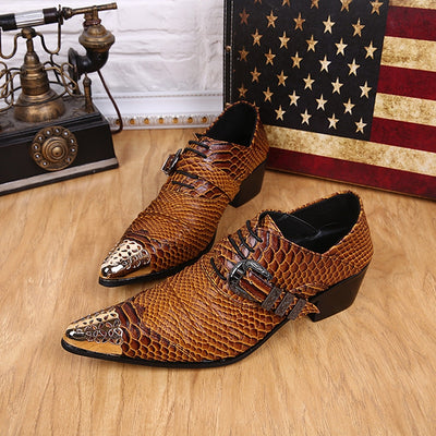 Zapatos de Cuero Estilo Británico con Estampado Serpiente - Modelo Bajo - Image 9