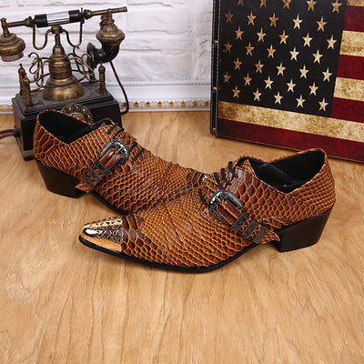 Zapatos de Cuero Estilo Británico con Estampado Serpiente - Modelo Bajo - Image 10