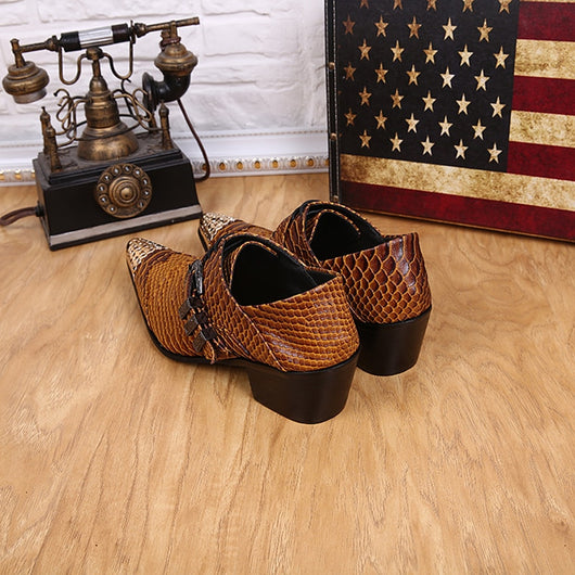 Zapatos de Cuero Estilo Británico con Estampado Serpiente - Modelo Bajo - Image 12