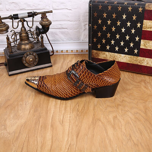 Zapatos de Cuero Estilo Británico con Estampado Serpiente - Modelo Bajo - Image 14