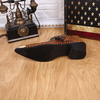 Zapatos de Cuero Estilo Británico con Estampado Serpiente - Modelo Bajo - Image 17