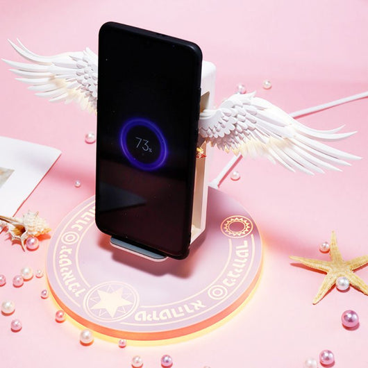 Cargador Inalámbrico Qi con Alas LED Multicolor - Dock Rápido para Celular - Image 9