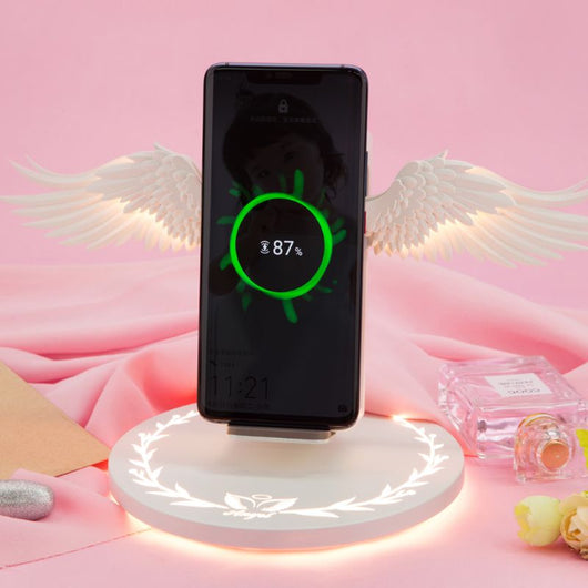 Cargador Inalámbrico Qi con Alas LED Multicolor - Dock Rápido para Celular - Image 10