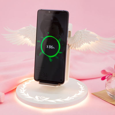 Cargador Inalámbrico Qi con Alas LED Multicolor - Dock Rápido para Celular - Image 11