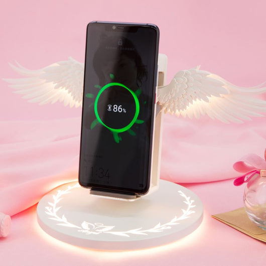 Cargador Inalámbrico Qi con Alas LED Multicolor - Dock Rápido para Celular - Image 11