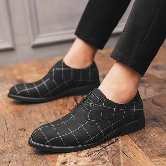 Zapatos de cuero casual con patrón cuadriculado y transpirabilidad - Image 8