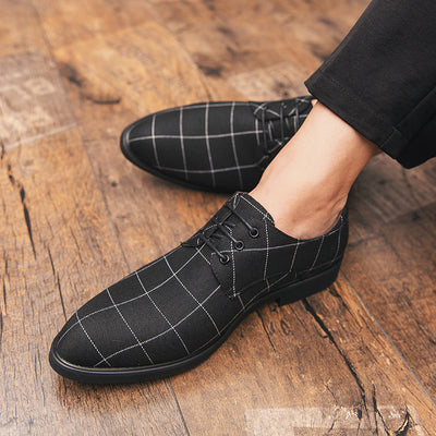 Zapatos de cuero casual con patrón cuadriculado y transpirabilidad - Image 9