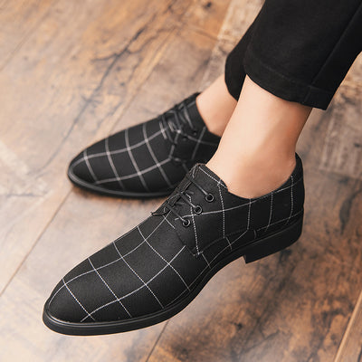 Zapatos de cuero casual con patrón cuadriculado y transpirabilidad - Image 10