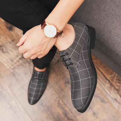 Zapatos de cuero casual con patrón cuadriculado y transpirabilidad - Image 11