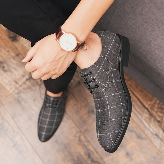 Zapatos de cuero casual con patrón cuadriculado y transpirabilidad - Image 11