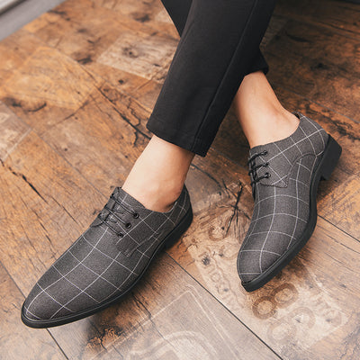 Zapatos de cuero casual con patrón cuadriculado y transpirabilidad - Image 12