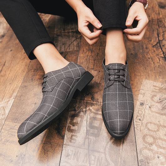 Zapatos de cuero casual con patrón cuadriculado y transpirabilidad - Image 13
