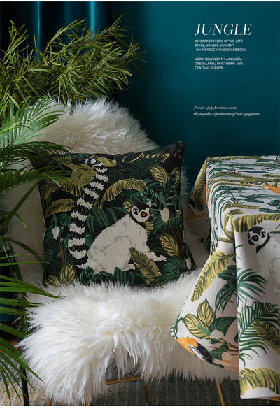 Funda de Cojín Animales de la Selva Madagascar en Verde Exuberante - Image 8