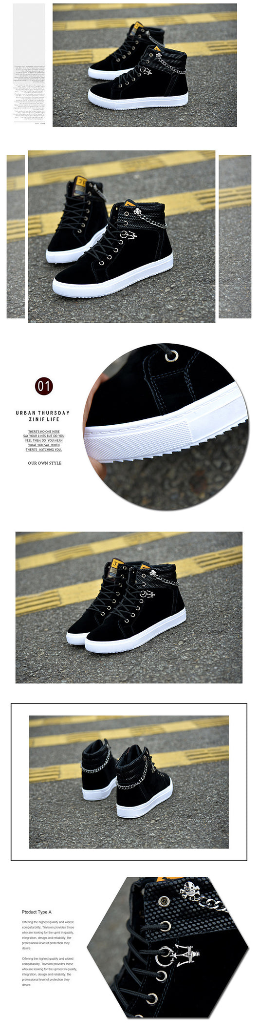 Zapatillas Altas de Lona con Cadena - Sneakers Casuales Versátiles - Image 14