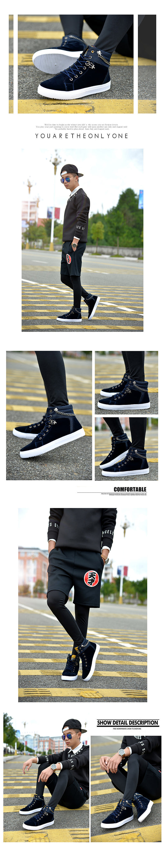 Zapatillas Altas de Lona con Cadena - Sneakers Casuales Versátiles - Image 15