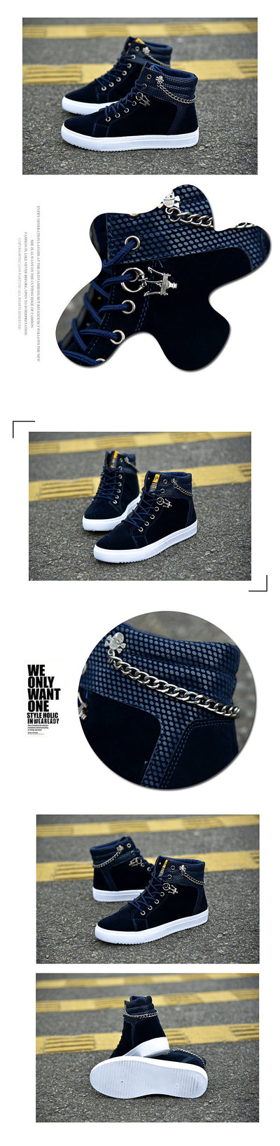 Zapatillas Altas de Lona con Cadena - Sneakers Casuales Versátiles - Image 16