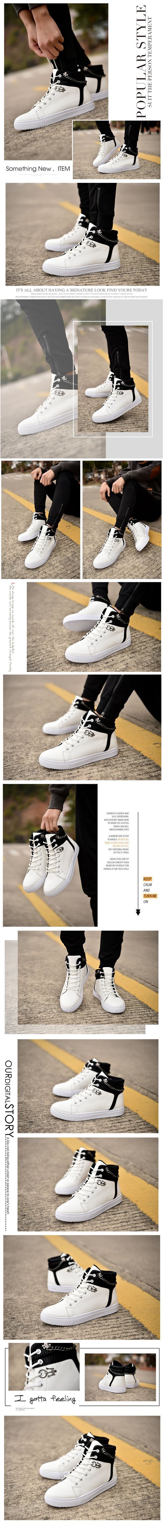Zapatillas Altas de Lona con Cadena - Sneakers Casuales Versátiles - Image 20