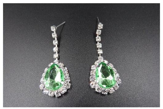Bridal jewelry set with a silver-tone necklace and matching drop earrings, featuring orange teardrop rhinestones. - Image 10