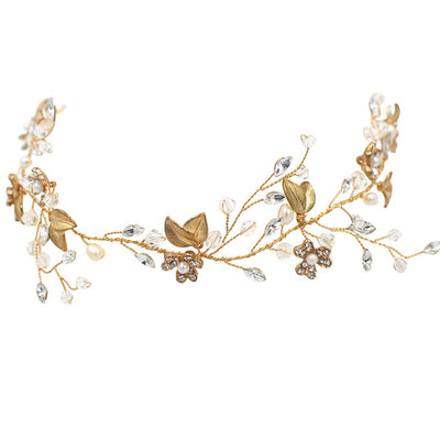 Diadema Nupcial Ramas de Cristal con Hojas Doradas - Diseño Elegante Natural - Image 11