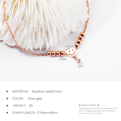Pulsera de Tobillo en Acero Titanio Chapado Oro Rosa con Perlas Redondas - Image 5