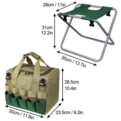 Taburete de Jardín Plegable con Bolsa Organizadora y Herramientas - Image 7