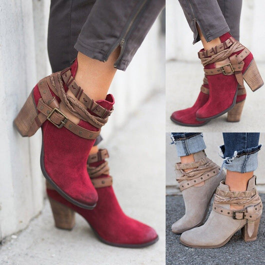 Botas de Cuero con Hebilla Gruesa - Estilo Europeo Otoño Invierno - Image 9