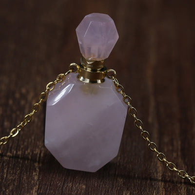 Collar de Piedra Natural con Botella de Perfume de Cristal - Joyería DIY Elegante - Image 6
