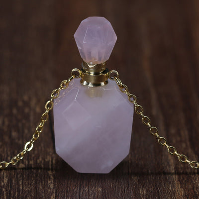 Collar de Piedra Natural con Botella de Perfume de Cristal - Joyería DIY Elegante - Image 7