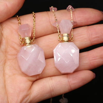 Collar de Piedra Natural con Botella de Perfume de Cristal - Joyería DIY Elegante - Image 8