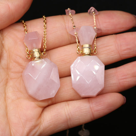 Collar de Piedra Natural con Botella de Perfume de Cristal - Joyería DIY Elegante - Image 8
