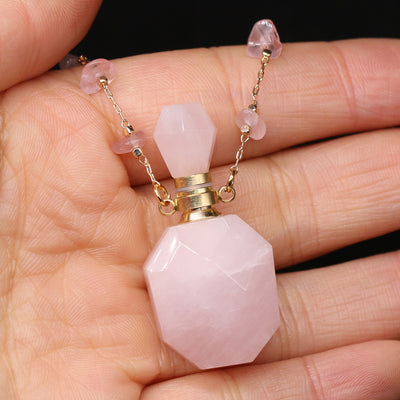 Collar de Piedra Natural con Botella de Perfume de Cristal - Joyería DIY Elegante - Image 10