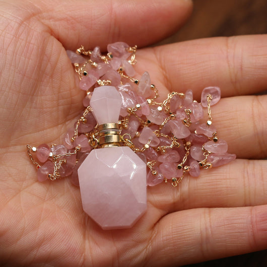 Collar de Piedra Natural con Botella de Perfume de Cristal - Joyería DIY Elegante - Image 11