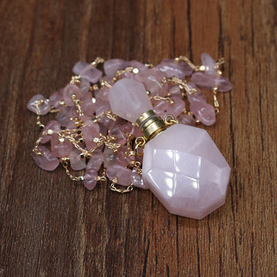 Collar de Piedra Natural con Botella de Perfume de Cristal - Joyería DIY Elegante - Image 12