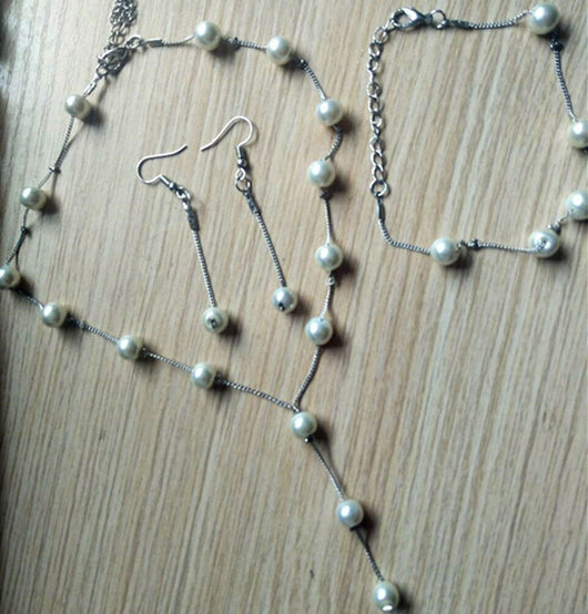 Conjunto de Joyería Perla Elegante: Collar, Aretes y Pulsera - Image 11