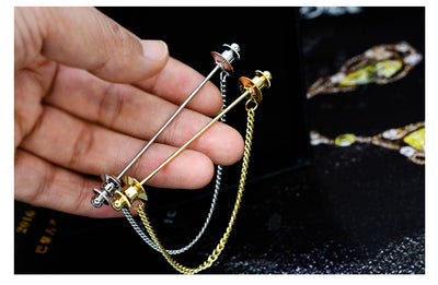Broche de Camisa para Hombre con Cadena y Borla Metálica - Image 11