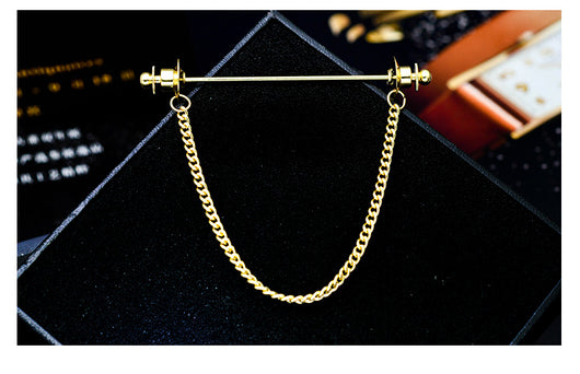Broche de Camisa para Hombre con Cadena y Borla Metálica - Image 12
