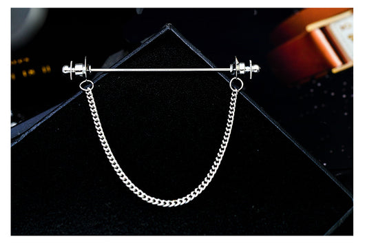 Broche de Camisa para Hombre con Cadena y Borla Metálica - Image 13