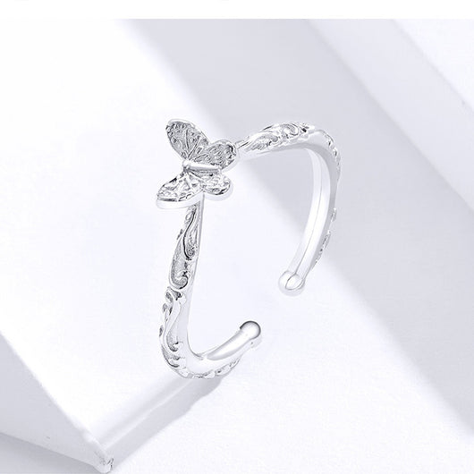 Conjunto de Collar y Anillo Mariposa Plateado en Plata S925 - Image 10