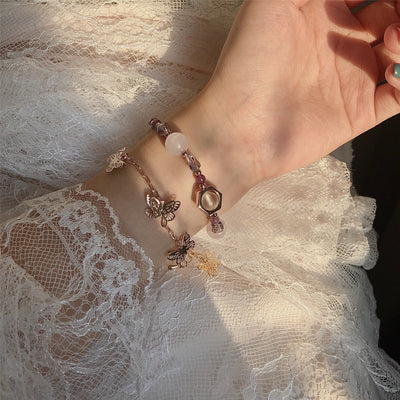 Pulsera de Amatista y Piedra de Luna con Mariposa de Metal - Diseño Exclusivo - Image 7