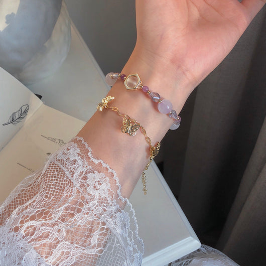 Pulsera de Amatista y Piedra de Luna con Mariposa de Metal - Diseño Exclusivo - Image 8