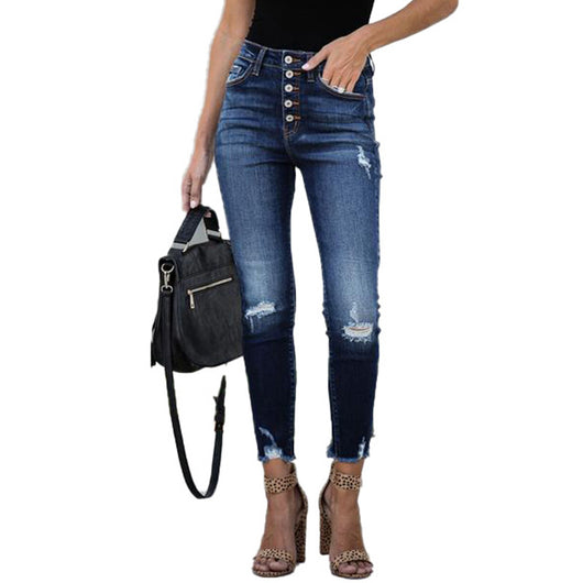 Pantalones Slim Rotos con Cintura Elástica - Image 39