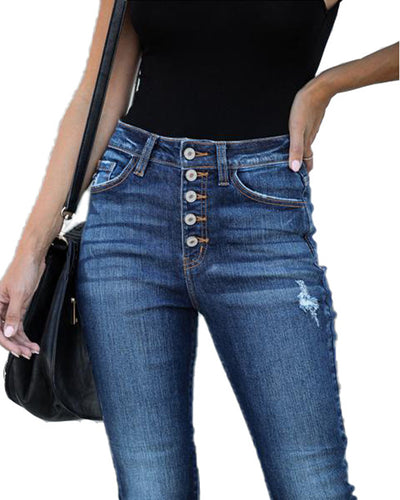 Pantalones Slim Rotos con Cintura Elástica - Image 41