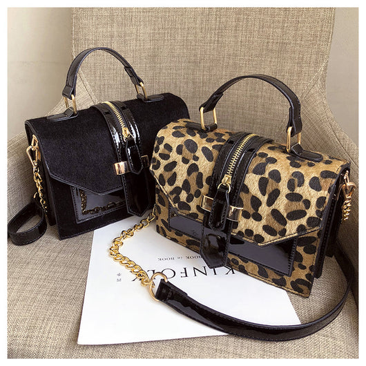 Bolso Bandolera Estampado Leopardo Estilo Coreano con Cadena y Cierre - Image 16