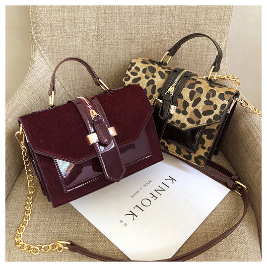 Bolso Bandolera Estampado Leopardo Estilo Coreano con Cadena y Cierre - Image 17