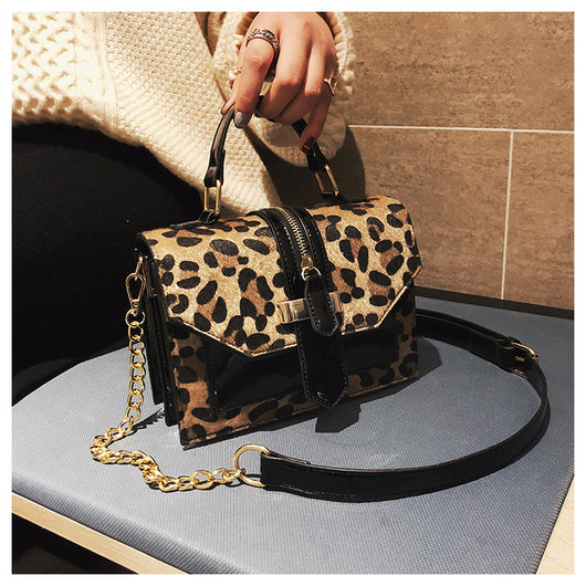 Bolso Bandolera Estampado Leopardo Estilo Coreano con Cadena y Cierre - Image 18