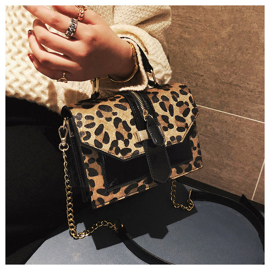 Bolso Bandolera Estampado Leopardo Estilo Coreano con Cadena y Cierre - Image 19