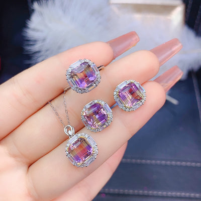 Conjunto de Amatista Natural Ascher: Anillo, Colgante y Aretes - Image 6