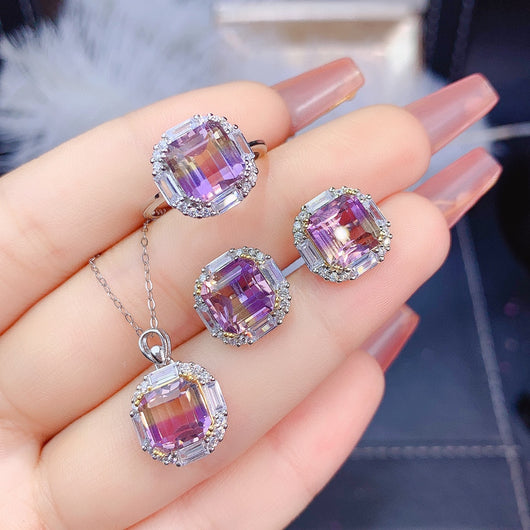 Conjunto de Amatista Natural Ascher: Anillo, Colgante y Aretes - Image 10