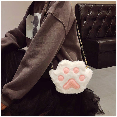 Bolso Mensajero con Diseño de Patitas de Gato y Oso Felpa - Image 8